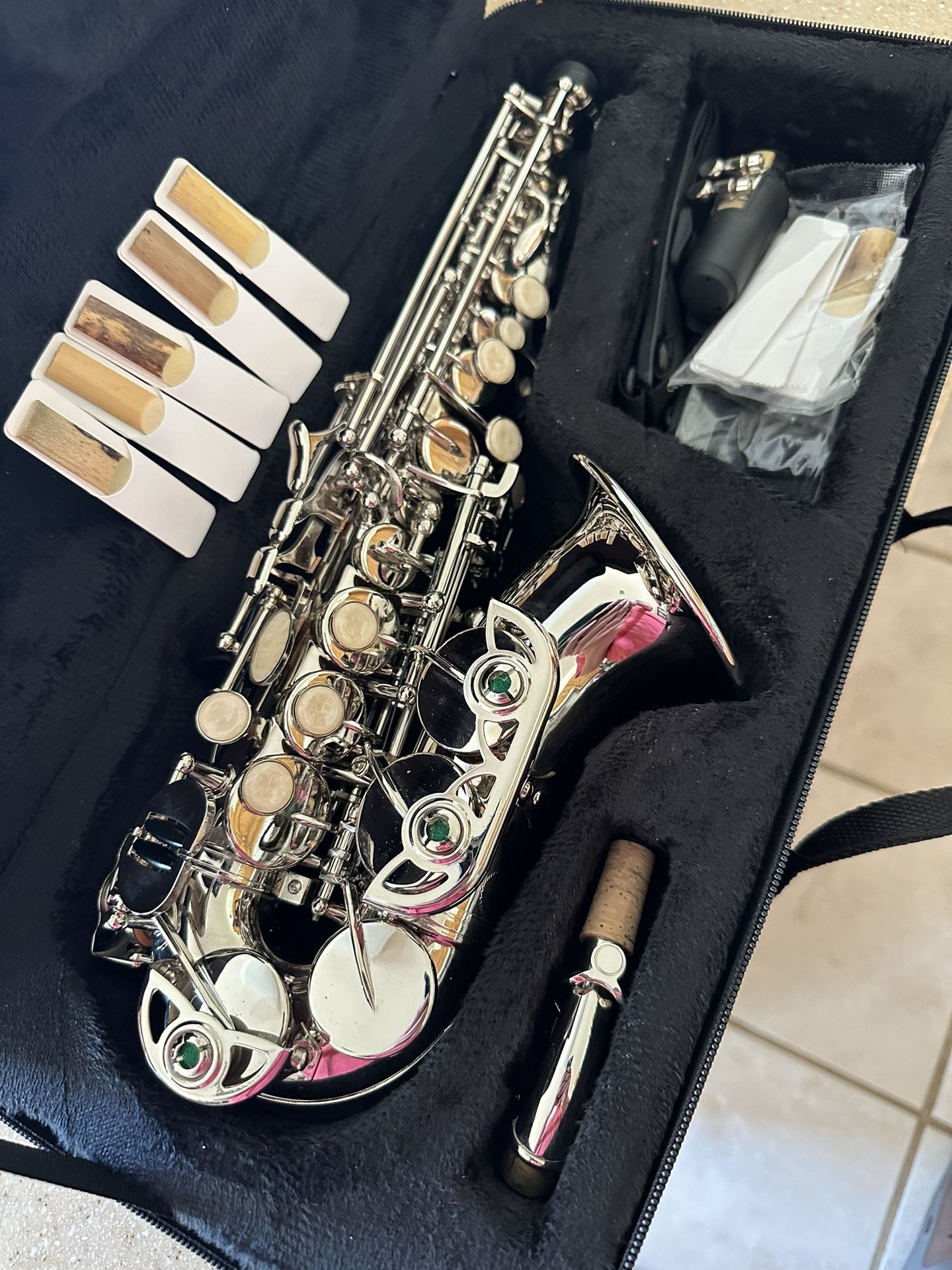 Nice Silver Curved Soprano Saxophone with New Reeds $350 Firm