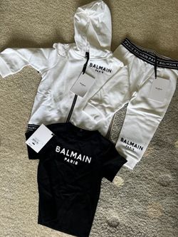 Balmain Paris Kids Hoodie, Sweatpants, and T-Shirt Set