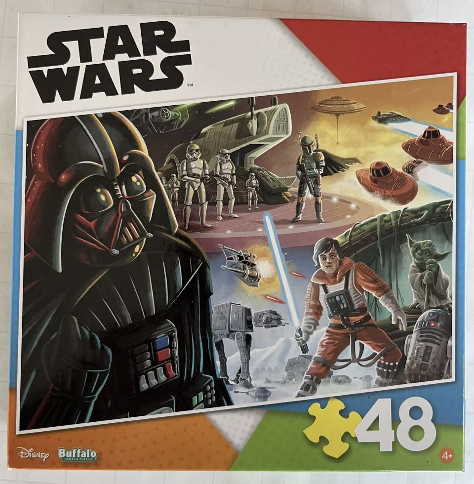 Star Wars Vader Luke 48 Large Piece Jigsaw Puzzle Box Disney Missing Pieces.