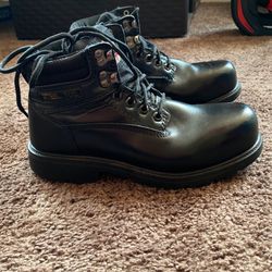 Men’s Brahma Black Steel Toe Work Boots Shined Leather Size 7