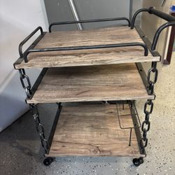 Wooden Bar Cart On Wheels