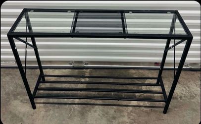 Glass top w/ metal frame Side Console Plant Table - $30 New