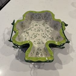 Temptations Shamrock Green Floral Lace 1.75 Qt. Casserole  Dish and Cooling Rack