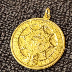 14k Gold Aztec Sunstone/Gemini pendant