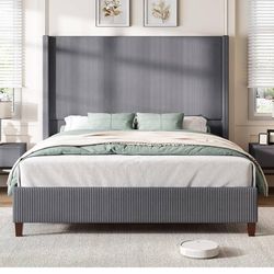 Grey Velvet Bed Frame