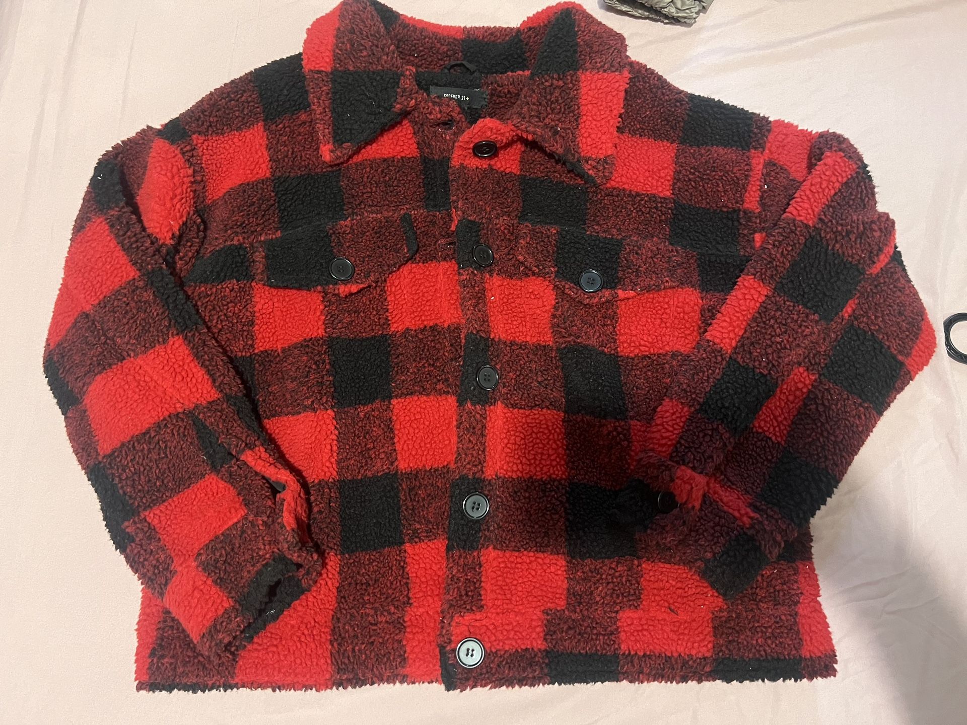 Teddy Sherpa Flannel Jacket FOREVER 21+ 