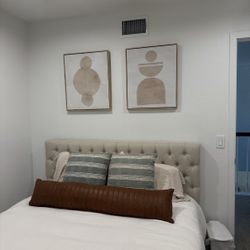 Full Bed Setup, Tufted Headboard + Art (optional) 