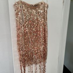Gold Sequin mini Fringe Dress