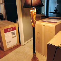 Antique Black/Gold Saints Floor Lamp 