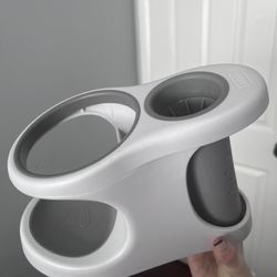 Hairdryer And Hair Brush Holder Gray And White