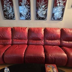 Beautiful Genuine Red Leather Couch⁸