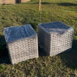 Several Patio Ottomans. Cushions Included