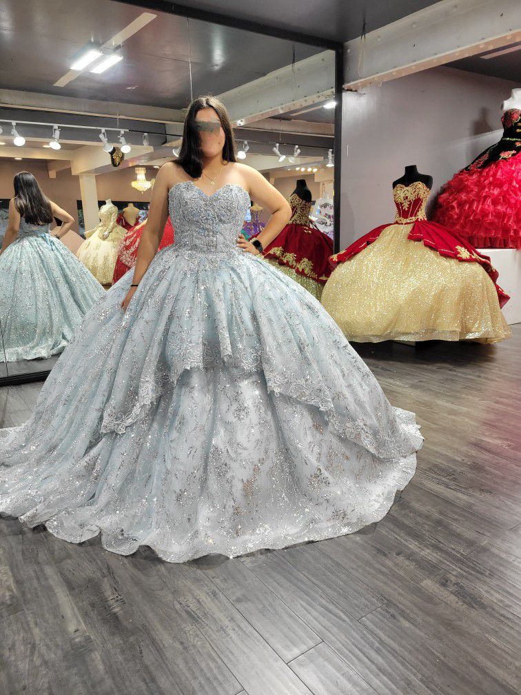 Quinceanera Dress / Blue Silver- Size 12
