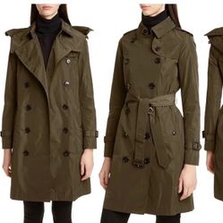 Burberry Olive Trench Coat With Good