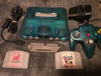 Nintendo N64 Japanese Green Clear White Blue Video Game Console