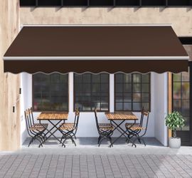 8.2'x 6.5' Patio Awning Retractable Awning Cover for Sunshade Shelter, Outdoor Patio Canopy with Manual Crank Handle/Water-Resistant 280g/m² Polyester
