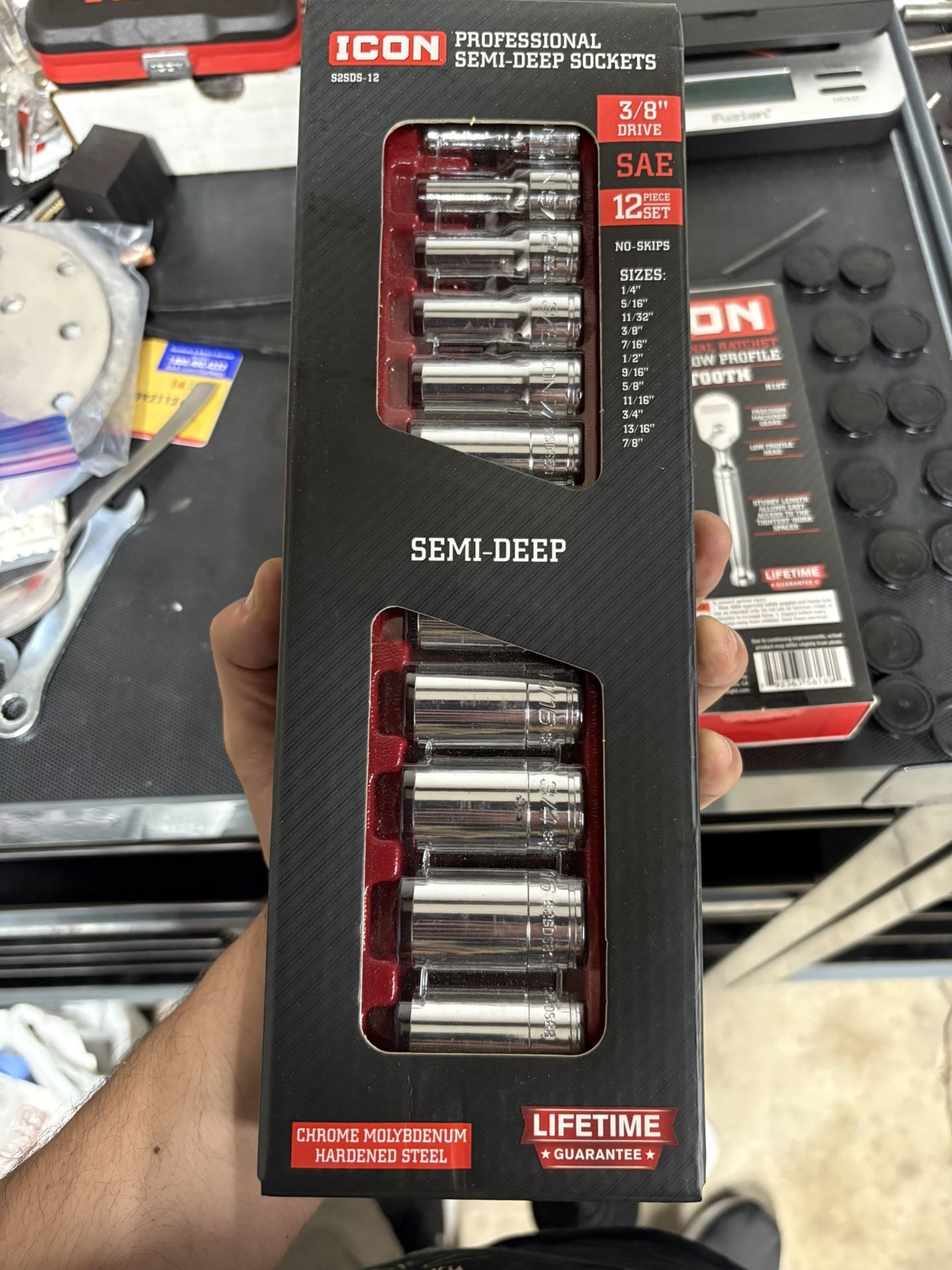 Icon 3/8 Semi Deep Chrome Sockets New