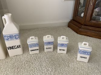 Antique Czechoslovakian Art Deco kitchen canisters 