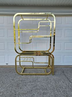 MId-Century Modern Expandable Brass Etagere / Display Shelf MCM - Read description