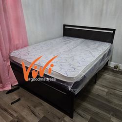 QUEEN PILLOW TOP MATTRESS WITH BOX SPRING 2PC. BED FRAME ISN'T AVAILABLE.
