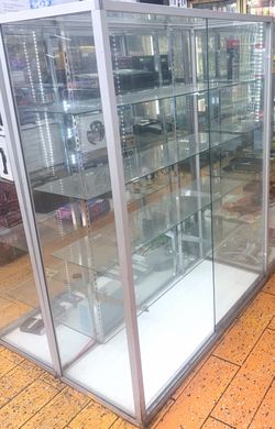 Glass shelf Display Showcase with Sliding Glass Doors