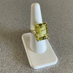 14k Yellow Gold Ring with Emerald Cut Gemstone 