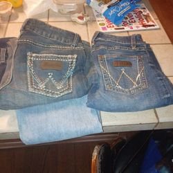 Women's Wrangler Boot Cut Jeans Two Pair Size 3/4 Each One