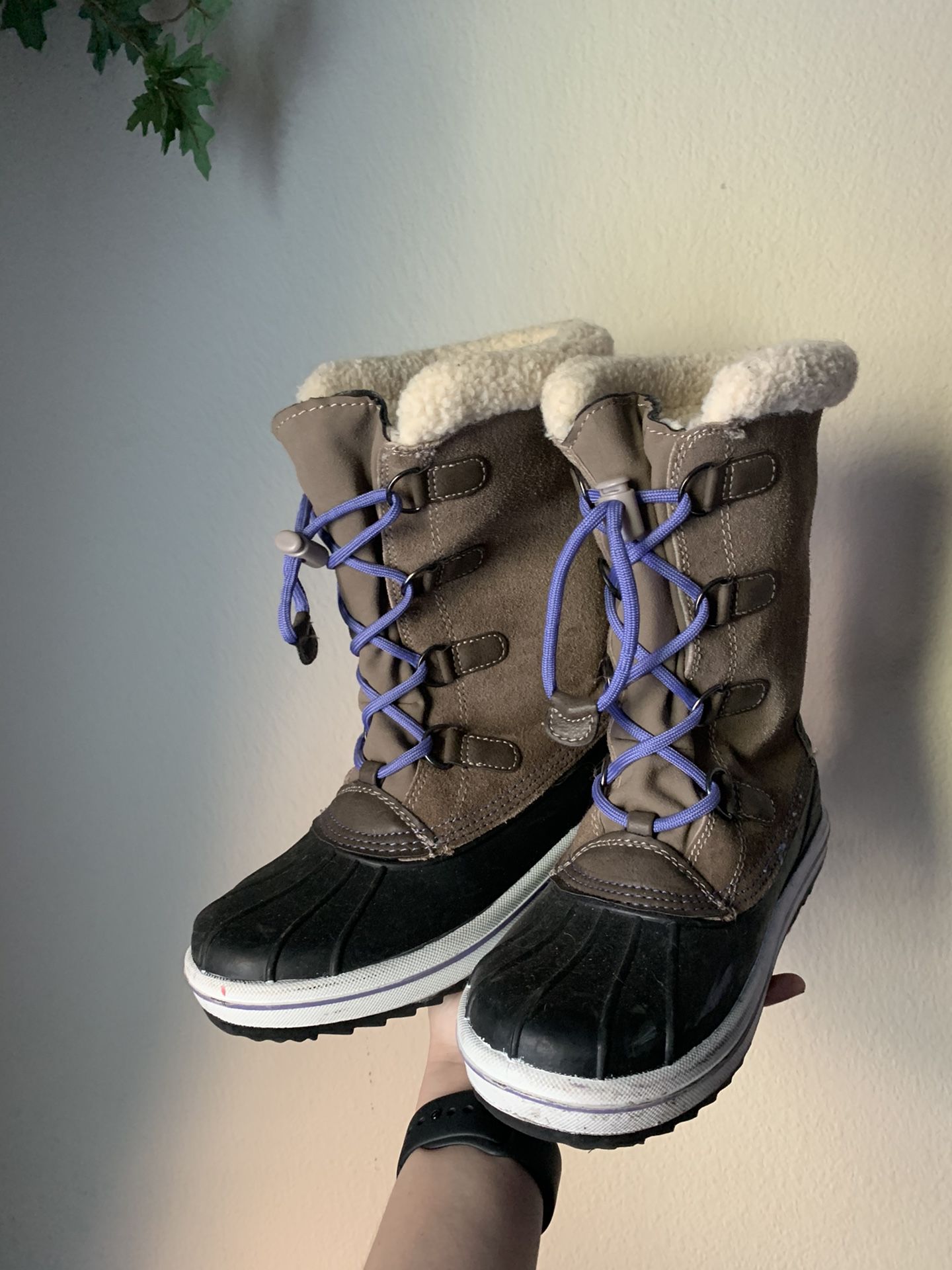 Brown And Black Snow Boots
