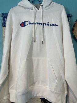 Champion Script Logo White Pullover Hoodie