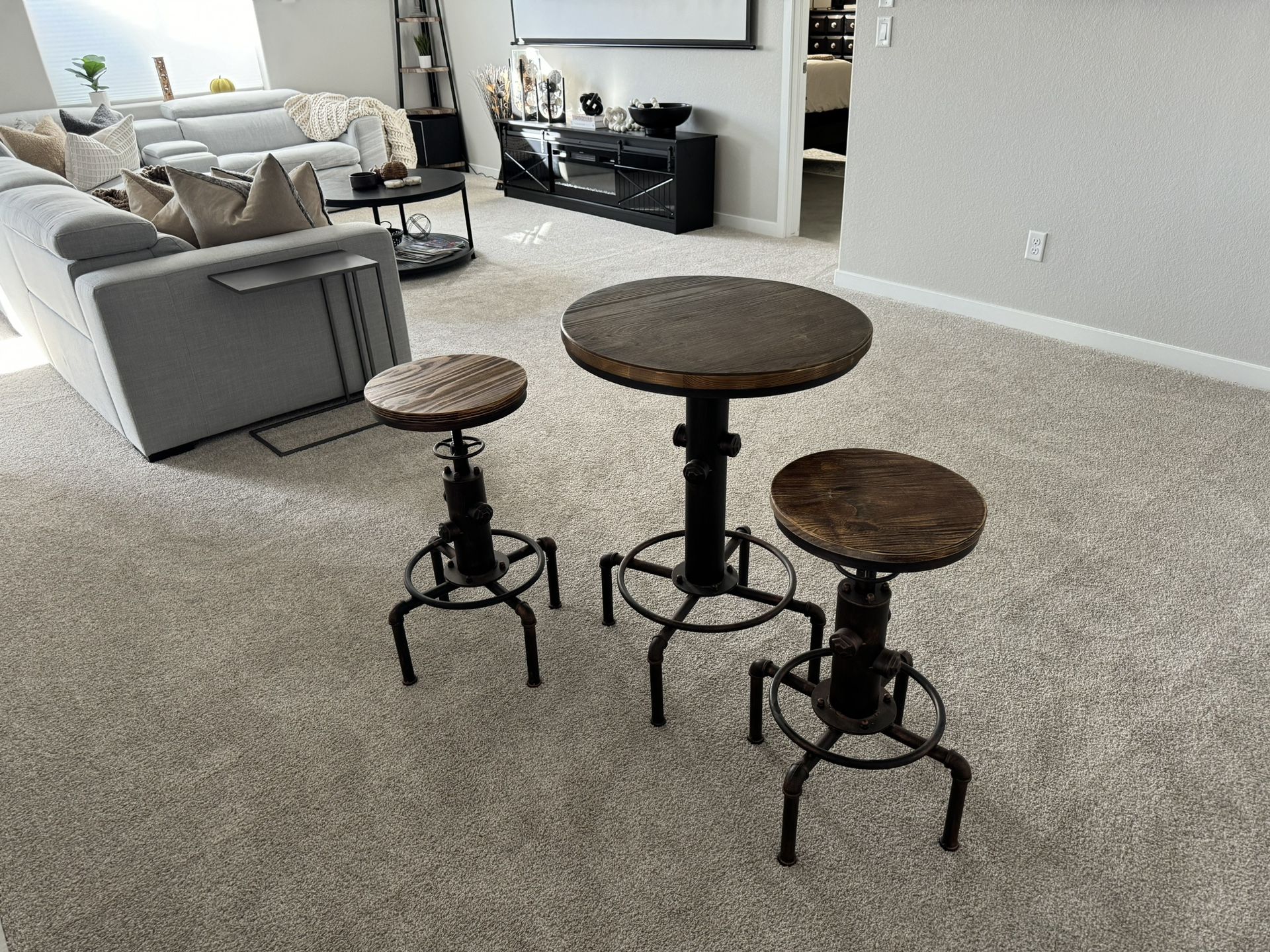 Industrial Pub Table with Bar Stools