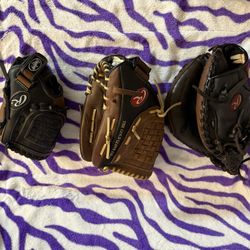3 Softball/baseball Gloves / Mitt. $50   $15  $40