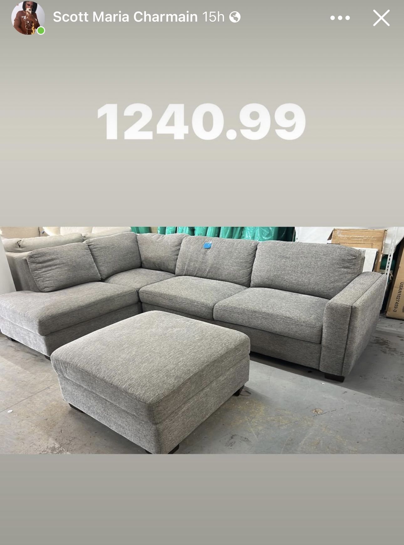 Grey Sectional Sofa With Ottoman