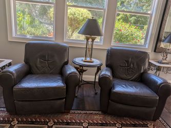 MOVING SALE SET OF GENUINE LEATHER CLUB RECLINING CHAIRS