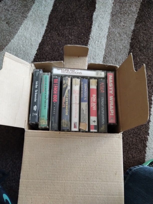 A Box Of Old School Rap Cassette Tapes