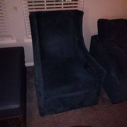 Blue Faux Leather Rocking Chair