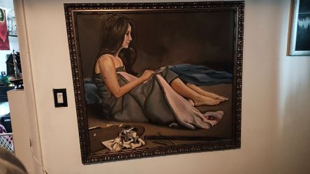 Original Oil Painting, 40"x44", Vintage Frame, Artist Unknown, Fantastic Technique