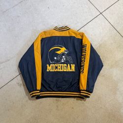 Vintage Michigan Wolverines Jacket XXL Steve & Barry’s Football Maize Navy
