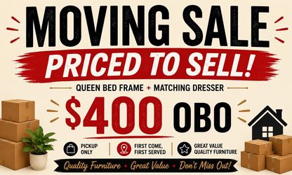 Queen Bed Frame + Matching Dresser