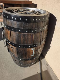 Custom wood barrel fire pit