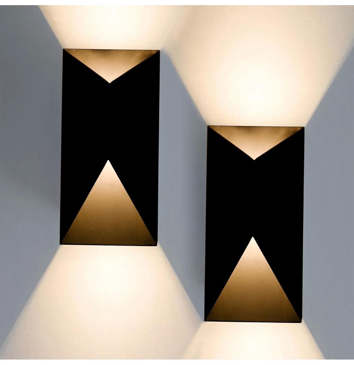 LED Outdoor Wall Lights, Modern Black Exterior Wall Light Fixtures, Dimmable 10W 3000K Up Down Patio Porch Lights Wall Mount Outdoor Sconces for House