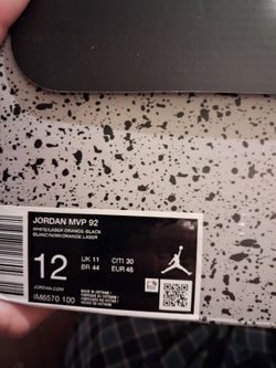 Brand new never worn with original box Jordan's MVP 92 size 12