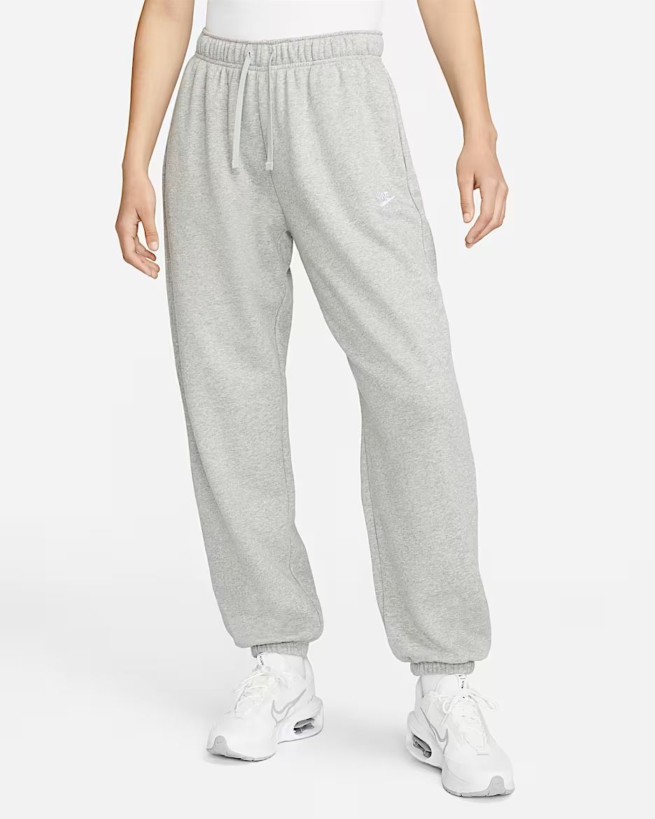 Nike Sportswear Club Fleece Womens Large Mid-Rise Oversized Sweatpants - Gray