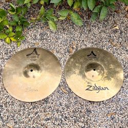 Pair of Zildjian A custom 14”36cm cymbals