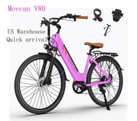 Movcan V80 Electric Bike, 1000W Motor 28MPH 26'' City Cruiser Ebike for Adults, 48V 13Ah Removable Battery Up to 70 Miles, 7-Speed Dual Disc Brake, Mo