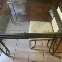 Metal With Glass Dining Table  