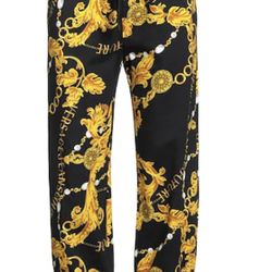 Versace Jeans Couture Baroque Print Drawstring Pants - Black & Gold