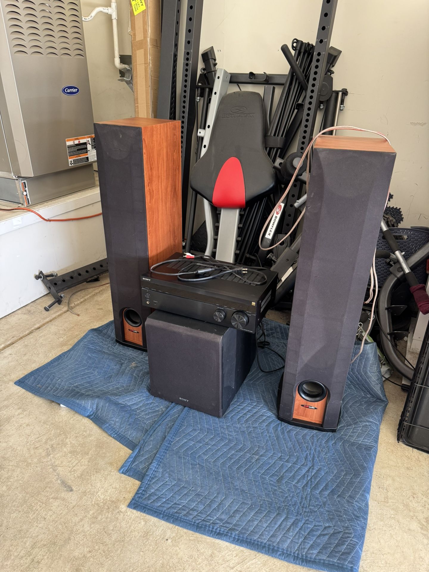 Polk Audio Speakers With Sony Subwoofer And Sony Stereo Receiver
