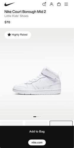 Nike Court Borough Mid 2.5 Little Kids' Shoes white NIB