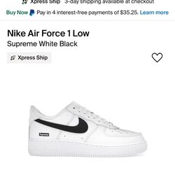 Nike Air Force 1 Low Supreme White Black + extra laces Size 13