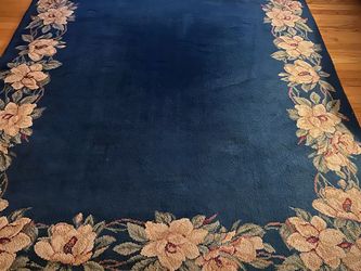 Blue and tan area rug  5.5  X7.8  Pet And Smoke Free Home